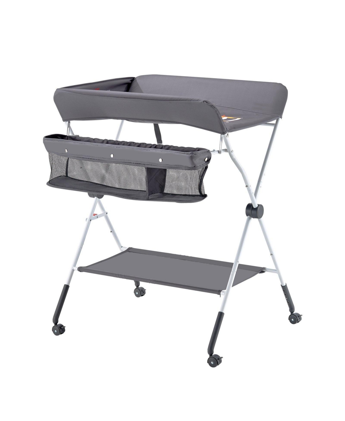 Slickblue Foldable Baby Changing Table with Wheels and Side Basket