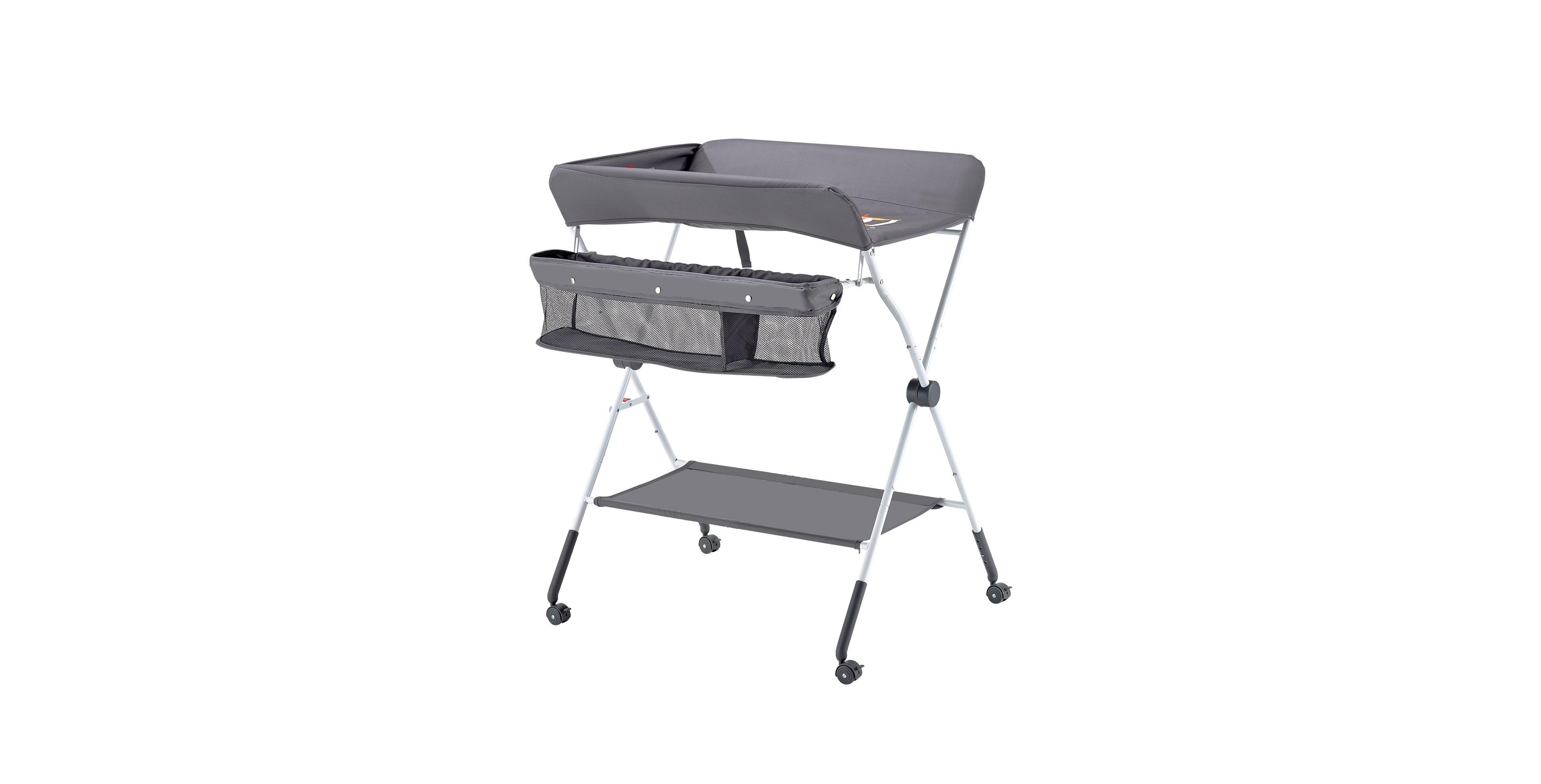 Slickblue Foldable Baby Changing Table with Wheels and Side Basket