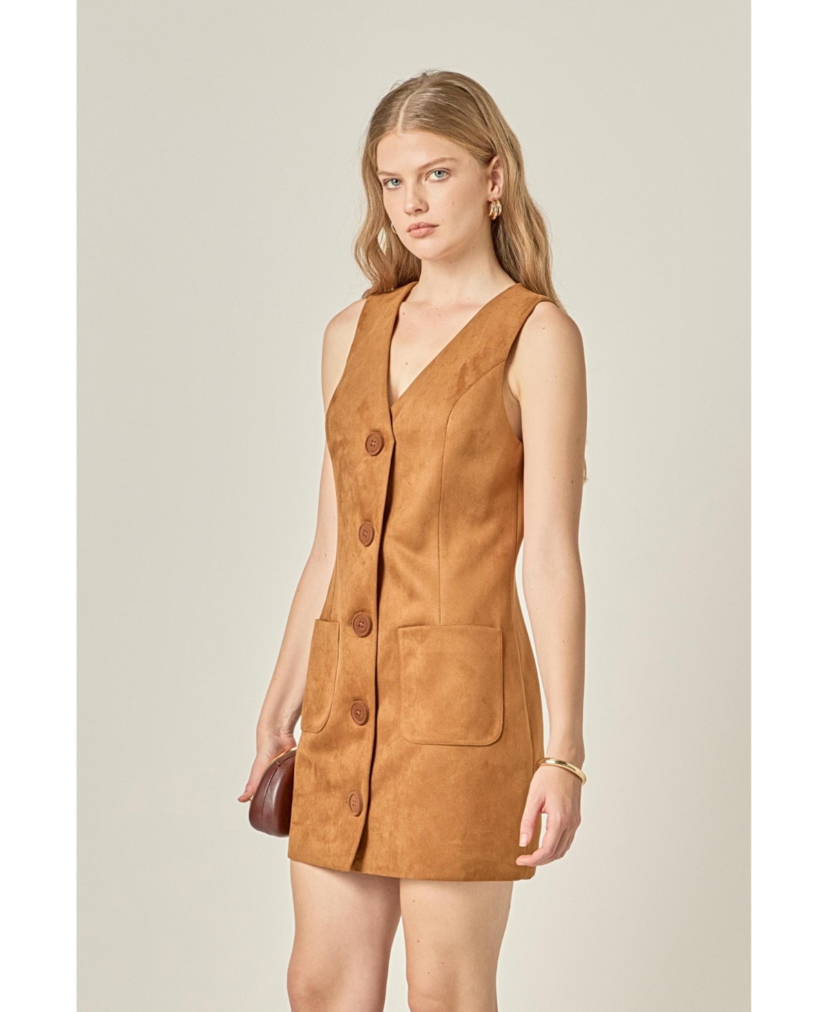 English Factory Women's Suede Vest Dress
