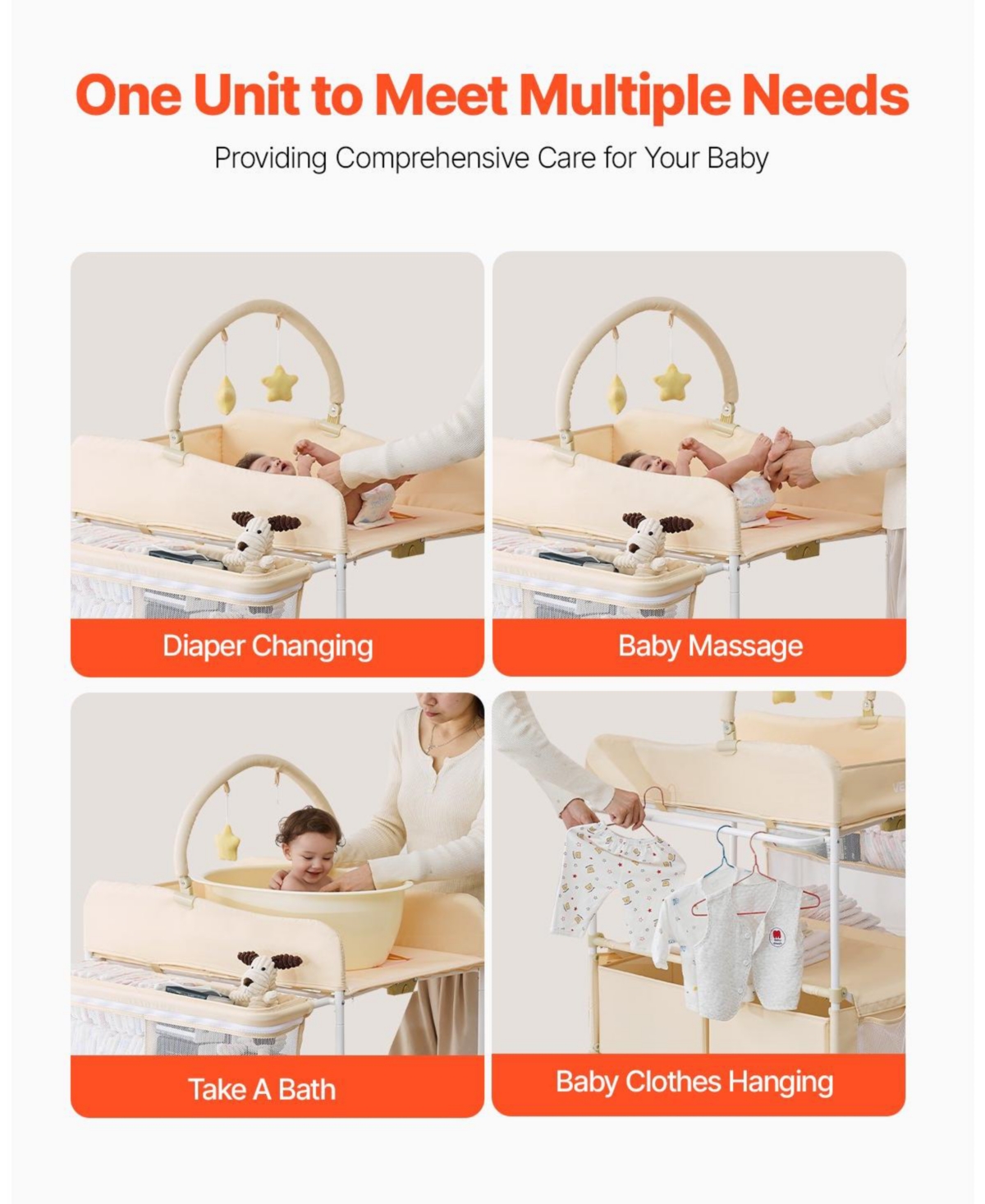 Slickblue Foldable Baby Diaper Changing Station with Storage Drawers