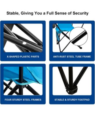 olding Camping Collapsible Chairs Heavy Duty Lawn Chair with Cooler Bag, Storage Pocket, Waterproof Bag Outdoor Arm Chair, Supports 225LBS