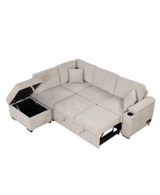 84.75" Sleeper Sofa Bed,2 in 1 Pull Out sofa bed L Shape Couch with Storage Ottoman for Living Room,Bedroom Couch and Small Apartment