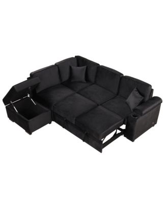 84.75" Sleeper Sofa Bed,2 in 1 Pull Out sofa bed L Shape Couch with Storage Ottoman for Living Room,Bedroom Couch and Small Apartment