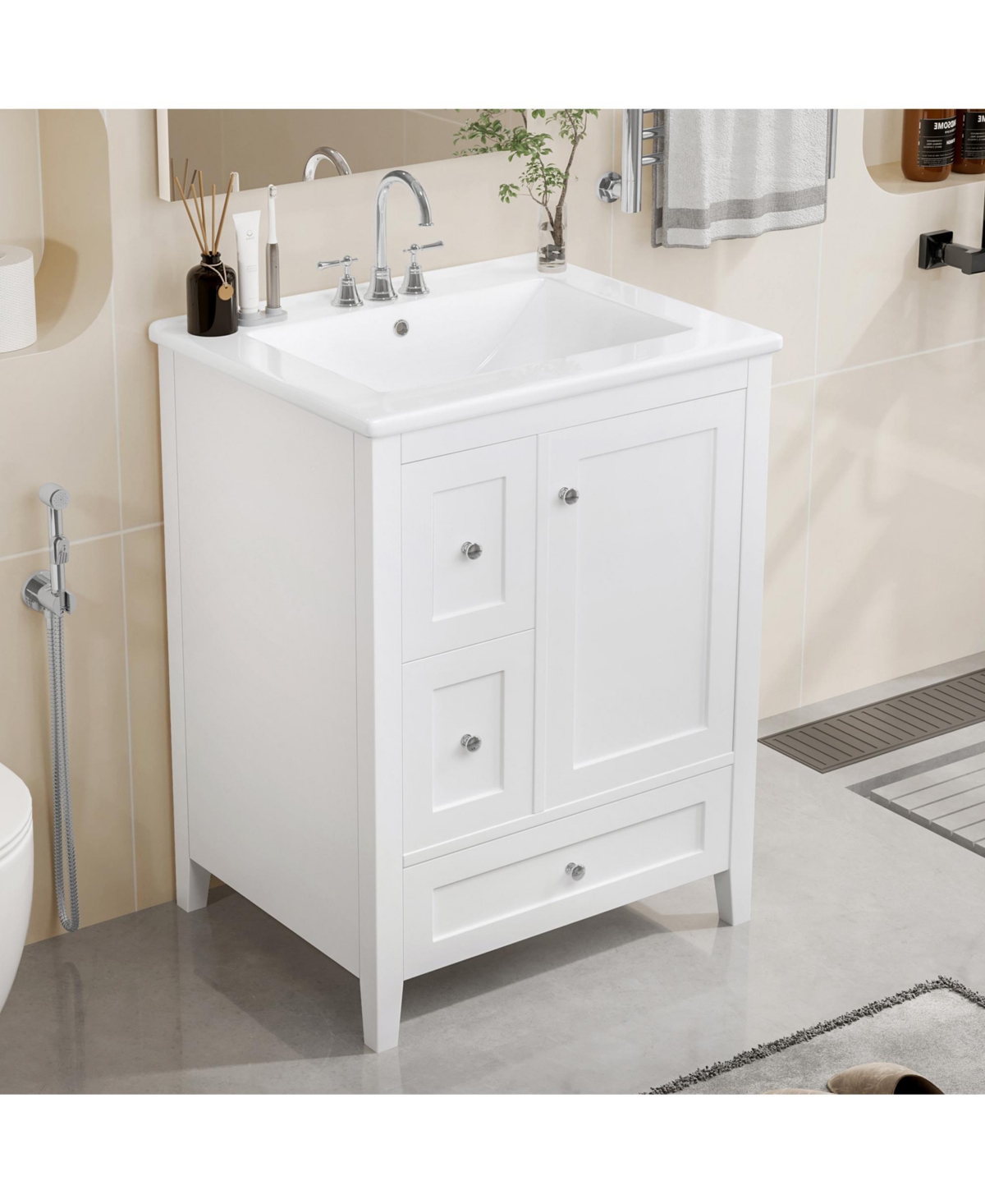 Casainc Bathroom Vanity with Adjustable Shelf and Removable Dividers