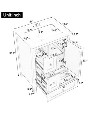 Bathroom Vanity with Adjustable Shelf and Removable Dividers
