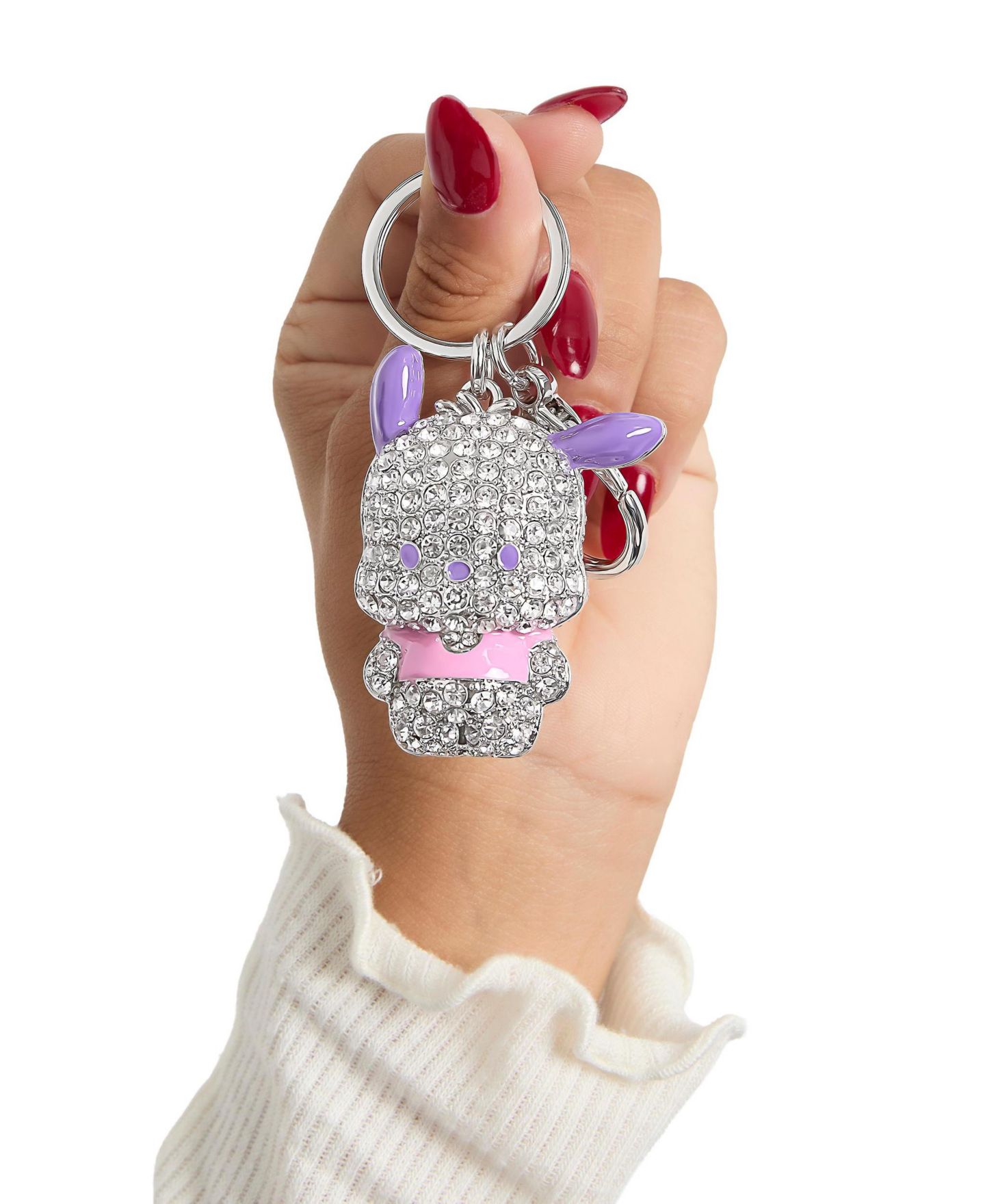 Брелок Hello Kitty Pochacco Pave Keychain Bag Charm - Officially Licensed Sanrio, цвет: Серебряный — фото 4