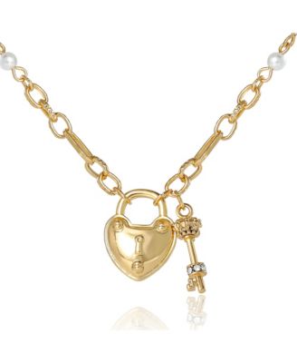 Heart Locket Charm Necklace, Gold-Tone