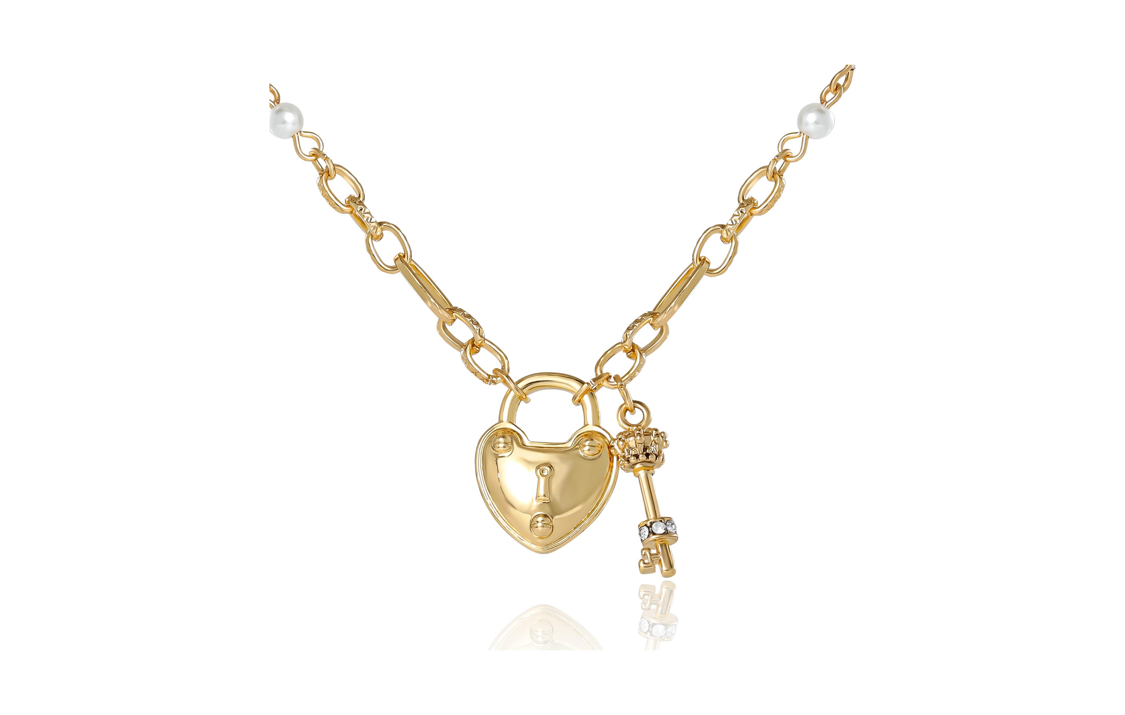 Juicy Couture Heart Locket Charm Necklace, Gold-Tone