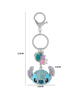 Stitch Pave Crystal Keychain with Heart & Star Charms