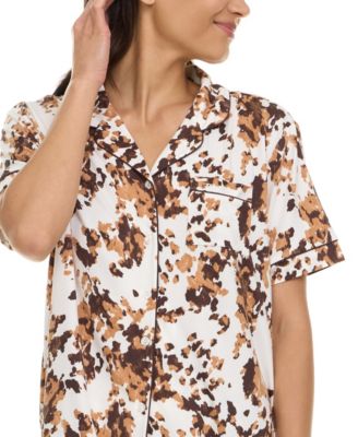 Women's Gabriella Printed Notch Collar and Long Pant Set