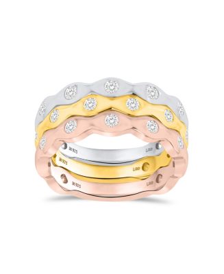 3-Pc. Lab-Grown Diamond Stack Ring (1.ct. t.w.) Set in Sterling Silver ...