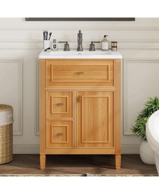 Bathroom Vanity with Sink Flip Drawer Two Drawers Adjustable Shelf