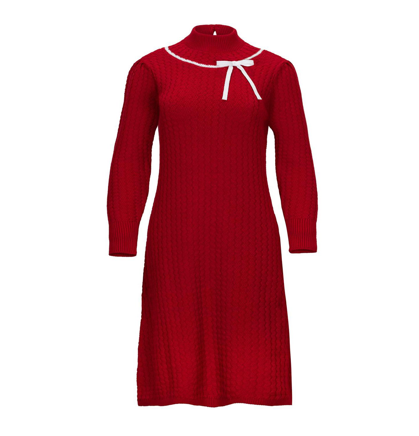 Женское платье Hope & Henry Organic Mock Neck Cable Sweater Dress, цвет: Красный — фото 6