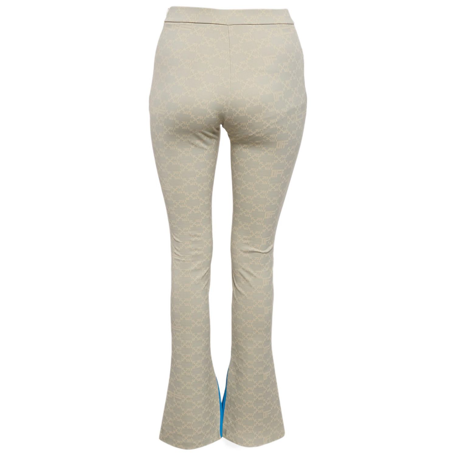 Women's Neutral Cream Monogram Jersey Slit Detail Leggings