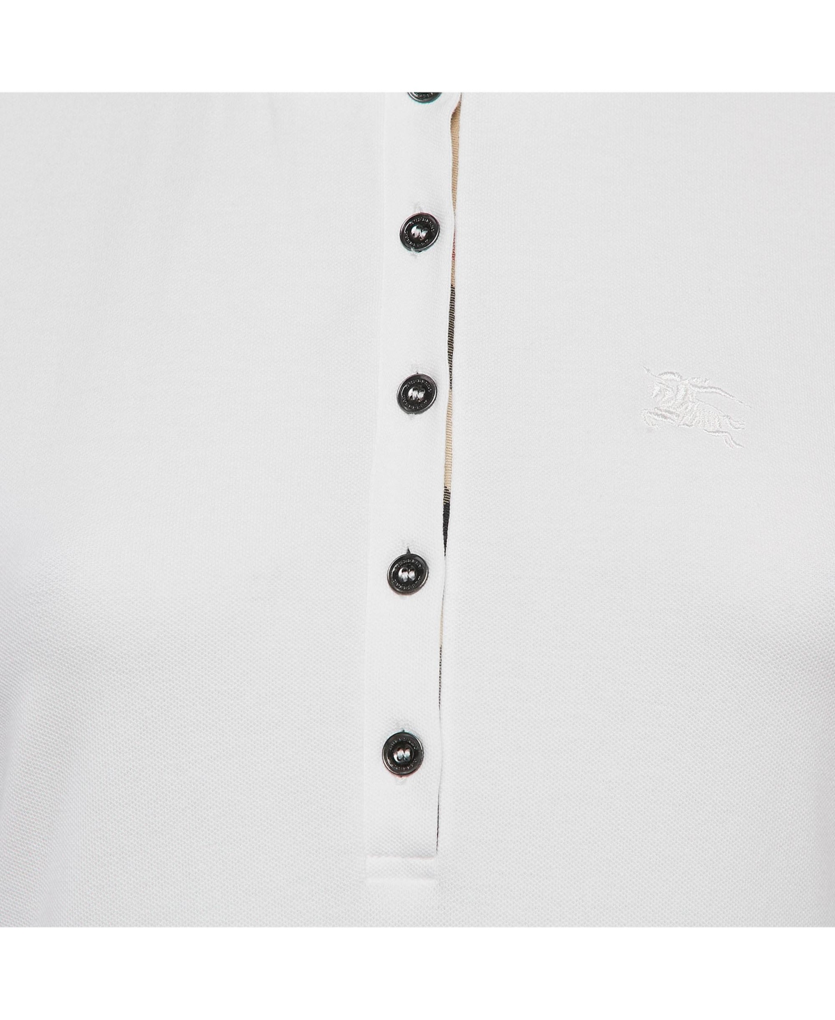 Pre-Owned Burberry Women's White Cotton Pique Puff Sleeve Polo T-Shirt