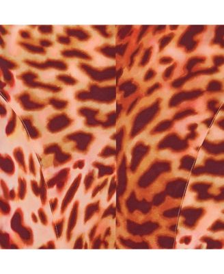 Women's Pink/brown Leopard Print Silk Midi Skirt