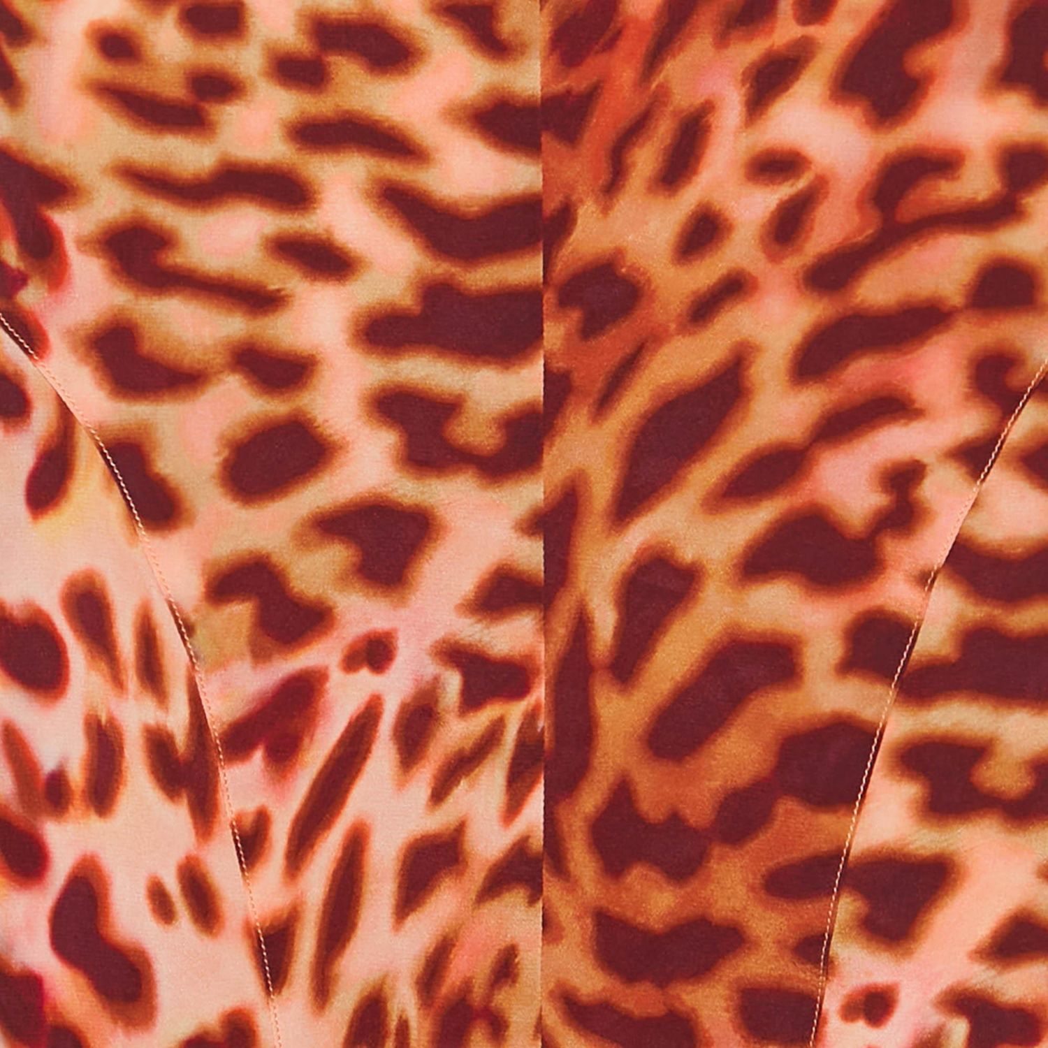 Women's Pink/brown Leopard Print Silk Midi Skirt