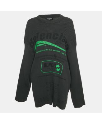 Women's Grey Printed Rib Knit Oversized Sweater