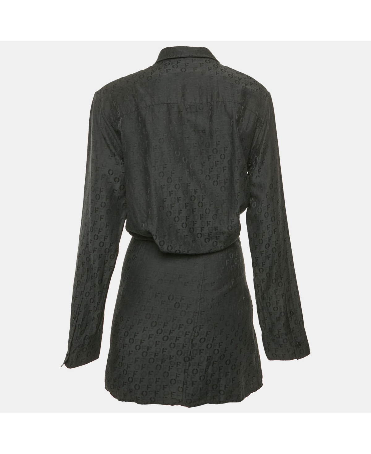 Pre-Owned Off-White Women's Black Logo Jacquard Cotton & Silk Asymmetric Shirt Dress