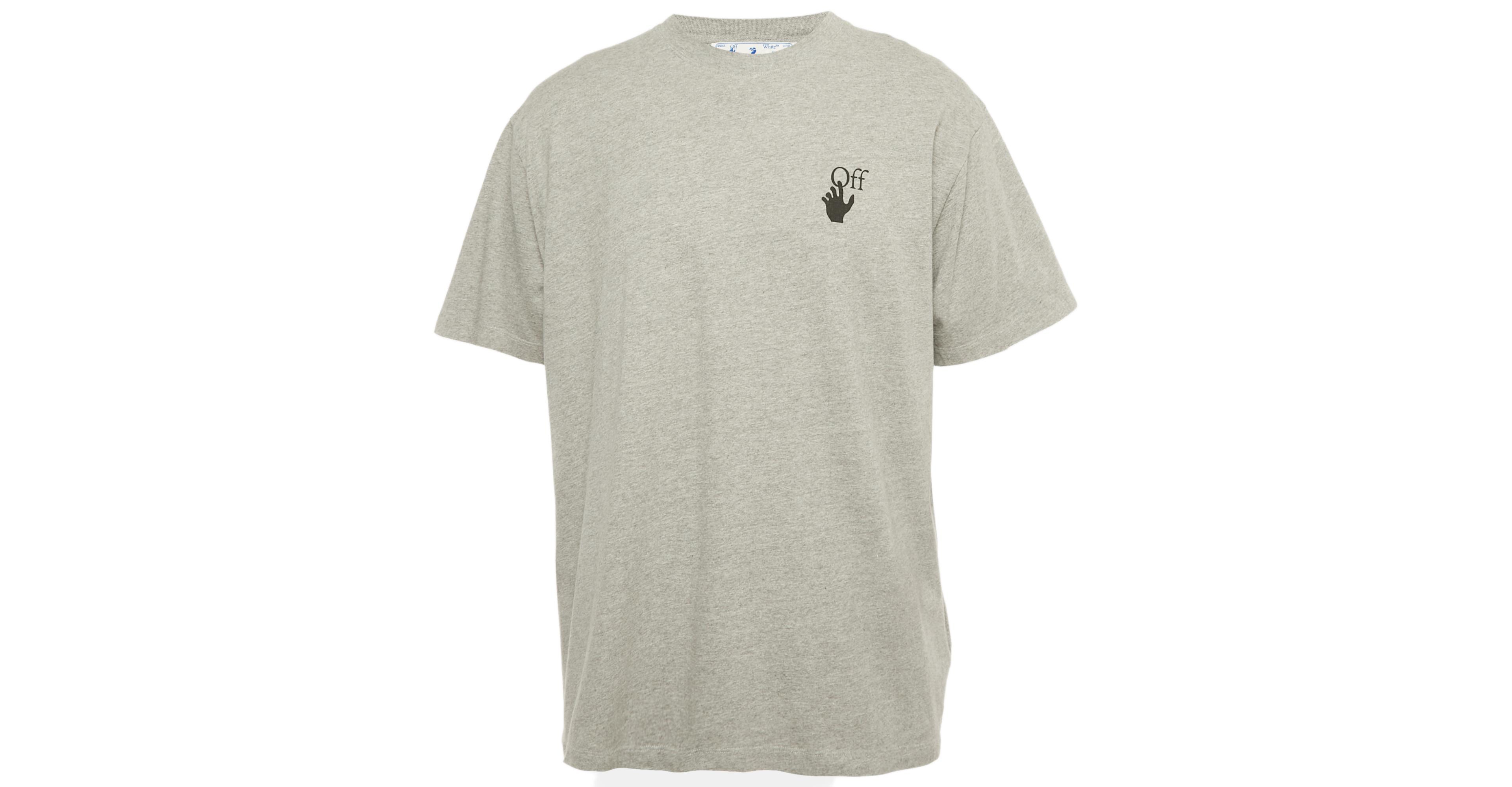 Pre-Owned Off-White Men's Grey Faded Arrow Print Jersey T-Shirt
