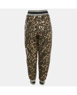 Women's Metallic Leopard Pattern Sequin Trackpants
