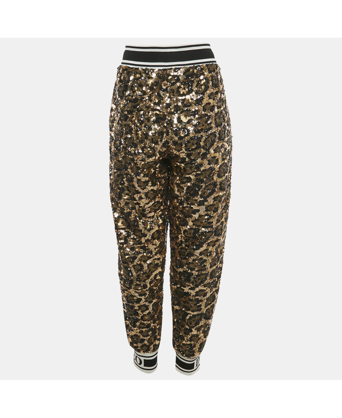 Pre-Owned Dolce & Gabbana Women's Metallic Leopard Pattern Sequin Trackpants