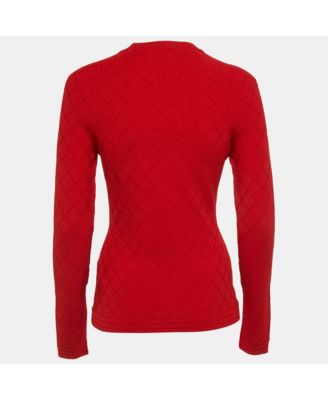 Women's Red Stretch Knit Button Detail Sweater