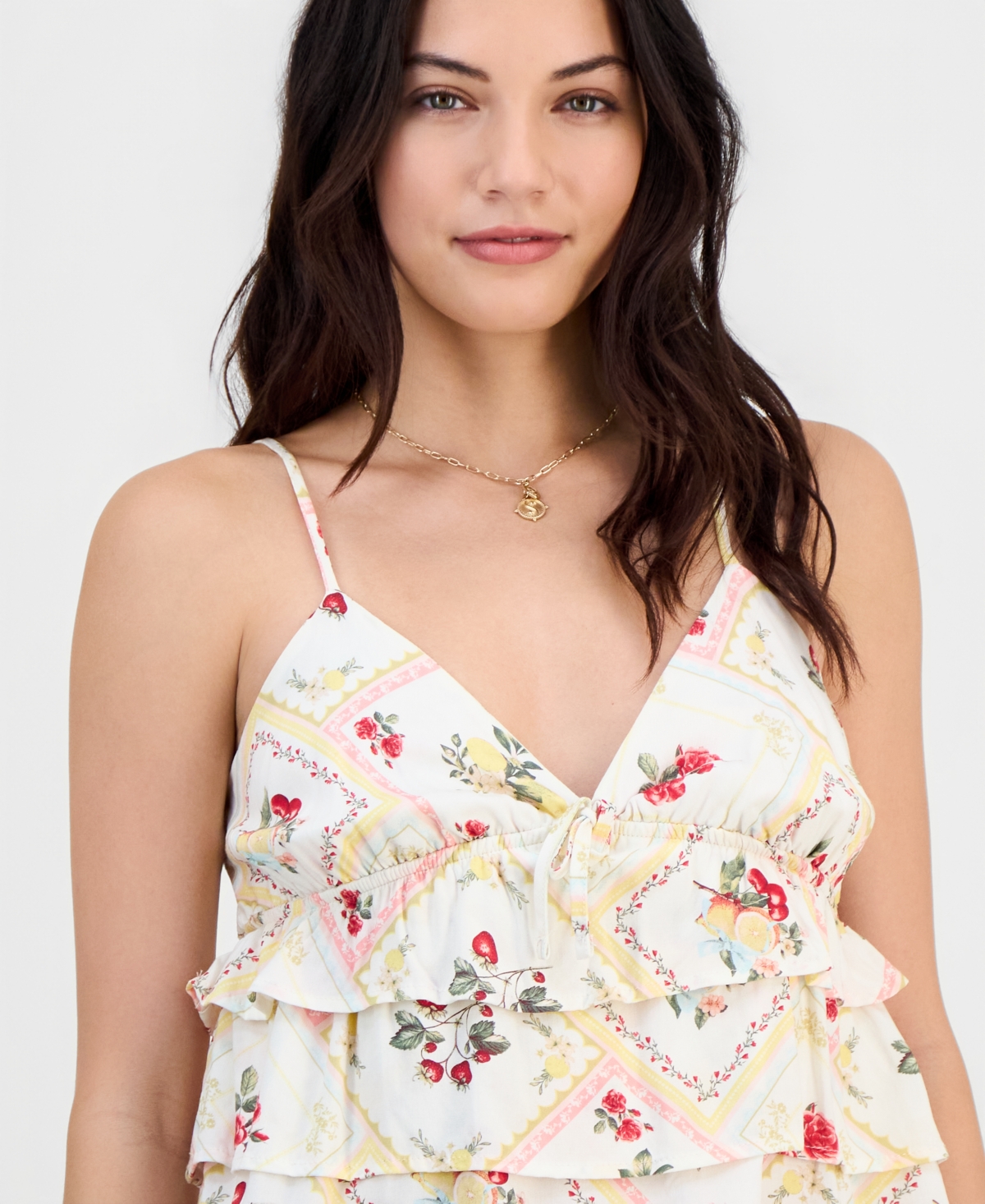 Madden Girl Juniors' Striped Ruffled Sleeveless Top