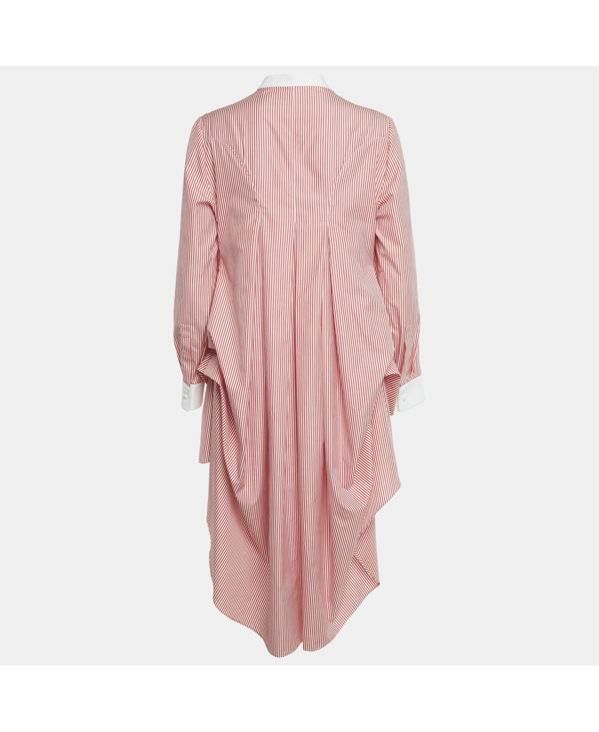 Pre-Owned Alexander Mcqueen Women's Red /white Striped Cotton High Low Shirt Dress