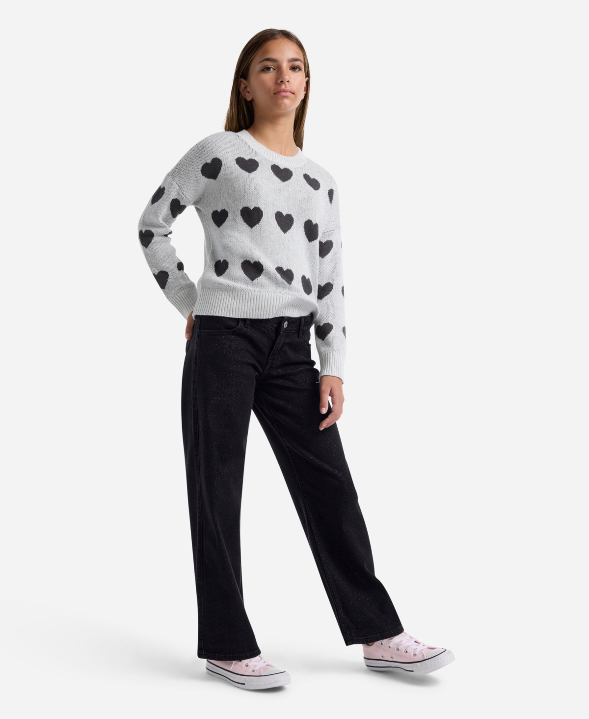 abercrombie kids Girls Sparkle Low-Rise Baggy Jeans