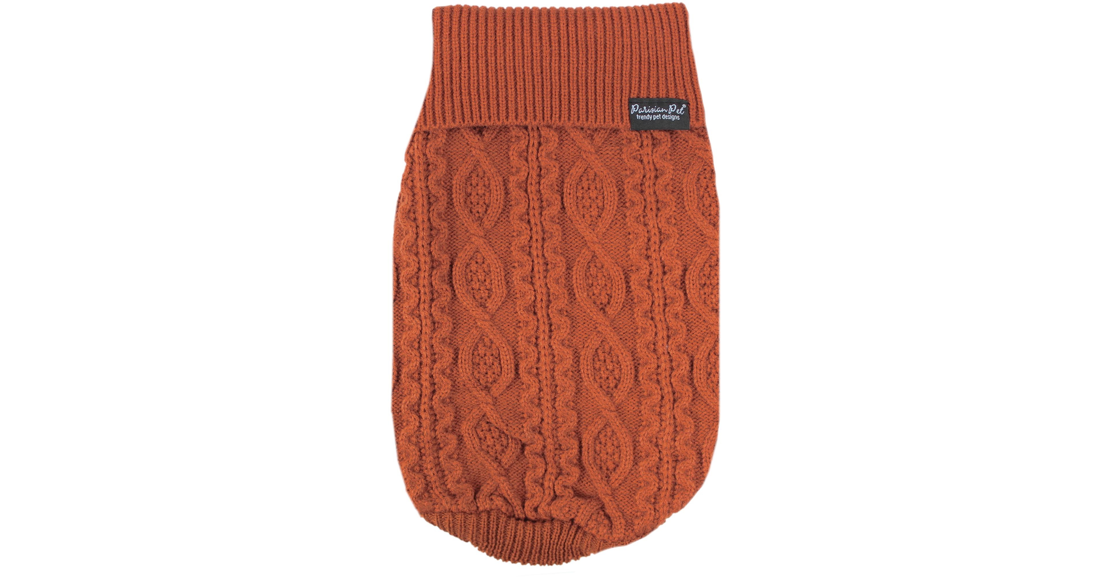 Parisian Pet Cable Knit Terracotta Sweater