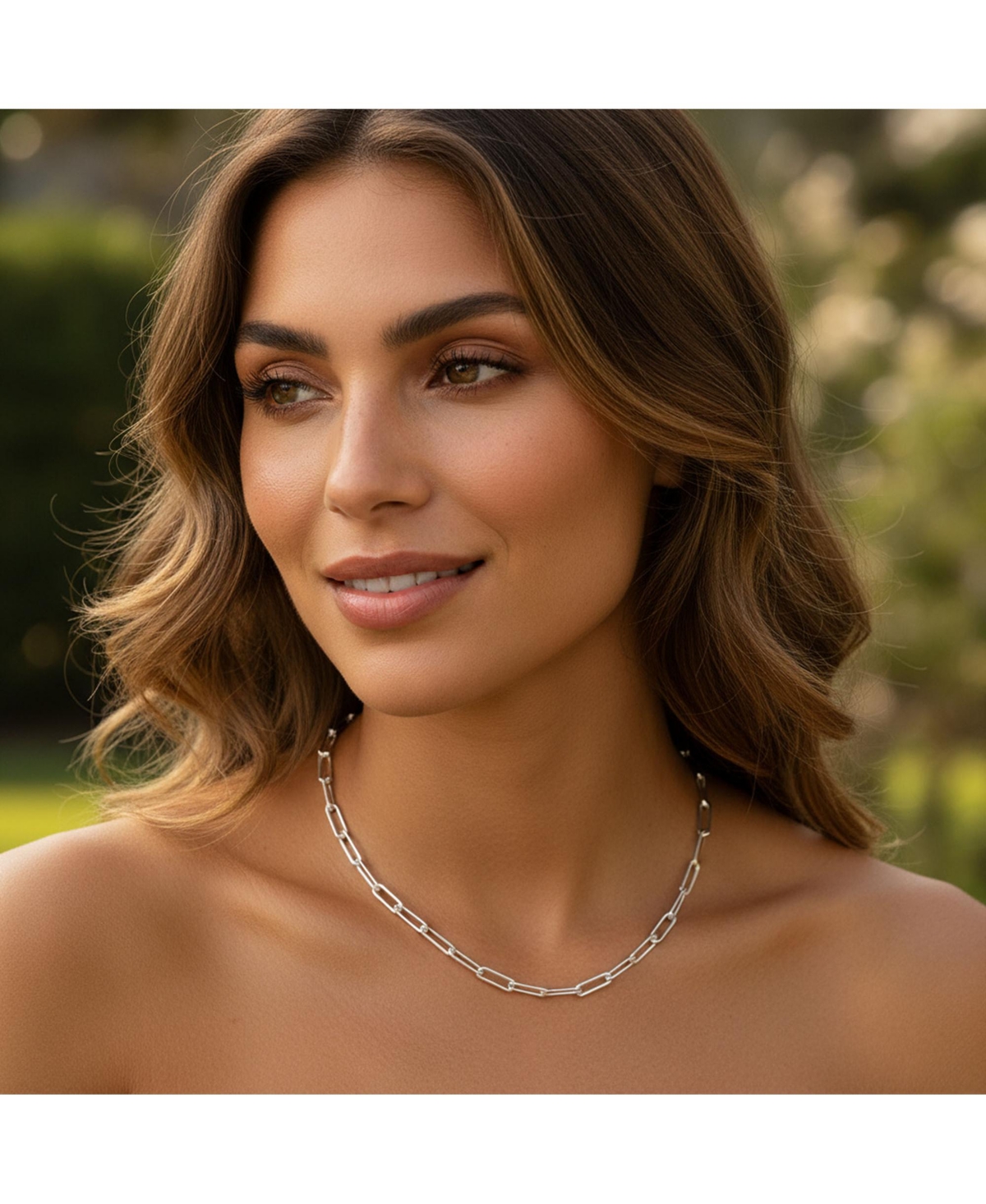 Bling Jewelry Rounded Link Paperclip Chain Necklace in Sterling Silver