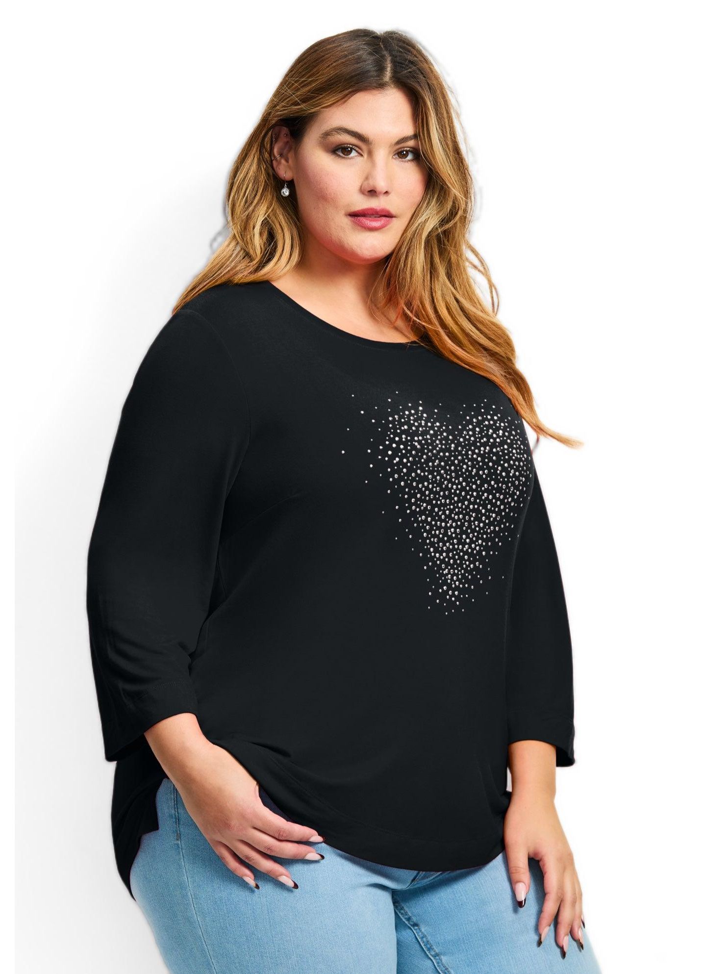 Женский топ Avenue Plus Size Love Heart, цвет: Чёрный — фото 3