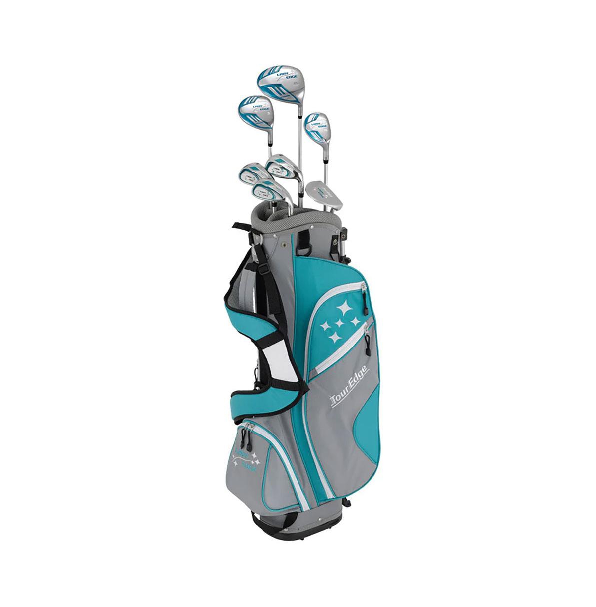 Tour Edge Lady Edge 8 Piece Womens Left Hand Half Golf Set - Standard / Ladies / Turq/White