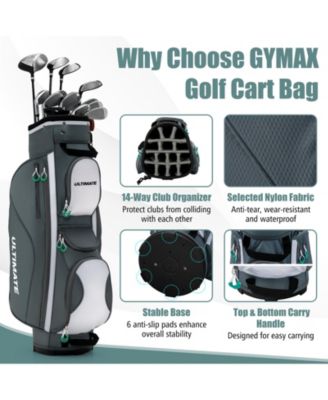 14 Dividers Golf Cart Bag with 7 Zippered Pocket