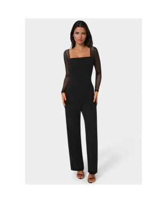 Women's Scuba Mesh Square Neck Jumpsuit