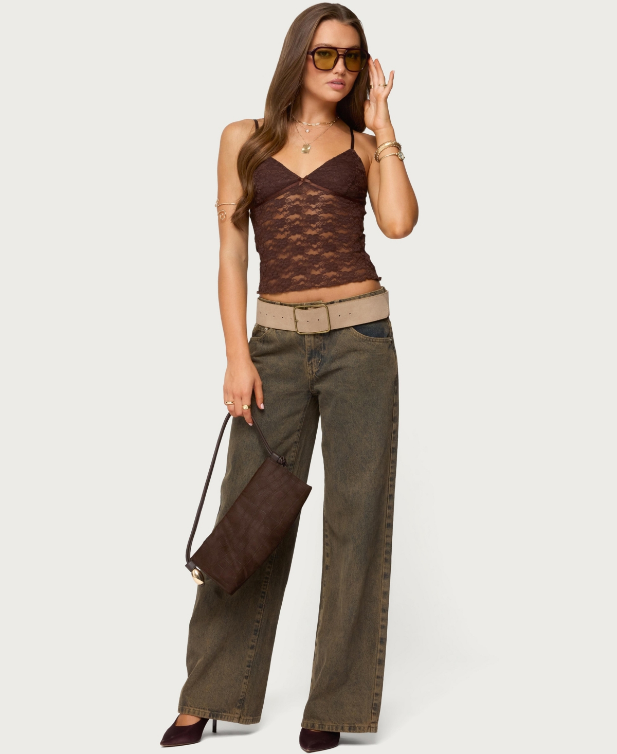 Edikted Women's Eira Sheer Lace Tank Top