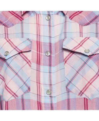 Women's Etoile Pink Plaid Cotton Puff Sleeve Bethany Shirt