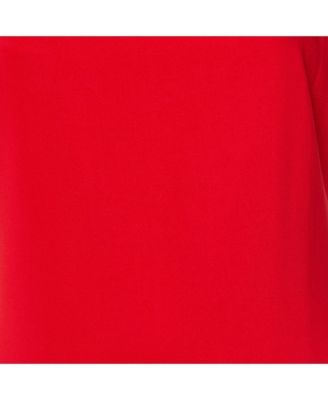 Women's Red Crepe Sleeveless Dress