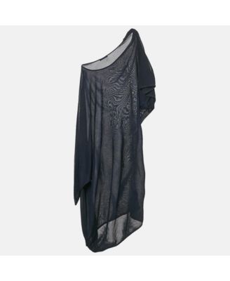 Women's Navy Blue Jersey Asymmetric Dress