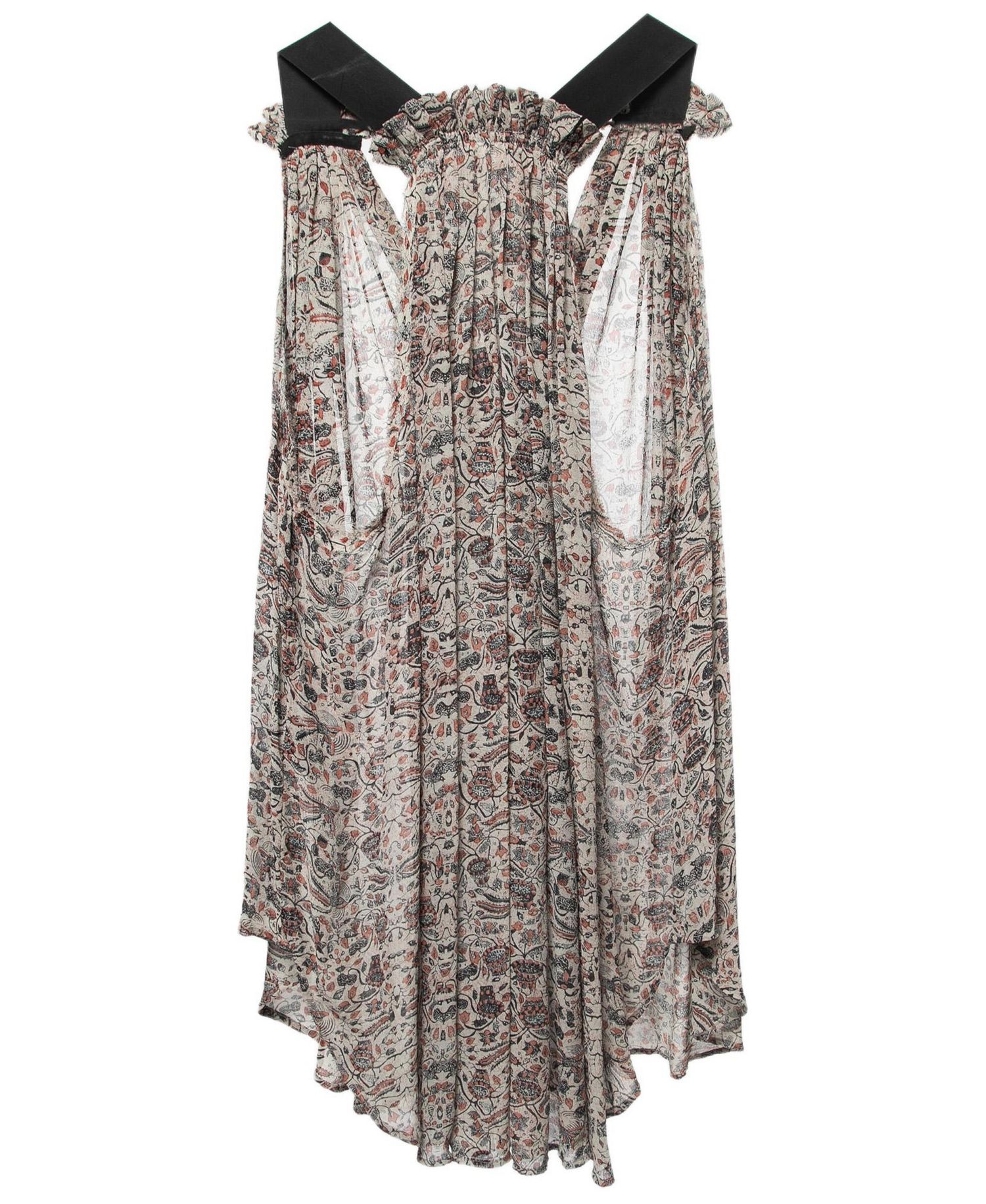 Women's Grey Printed Chiffon Silk Sleeveless Top