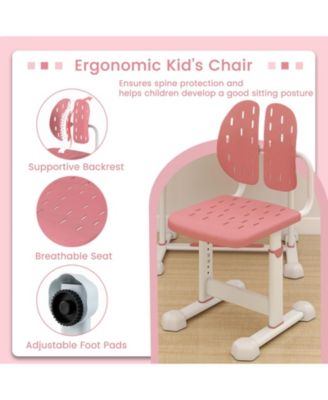 Kid&#39;s Study Desk &amp; Chair Set w/Tilt Desktop Book Stand Footrest Bar for Toddlers