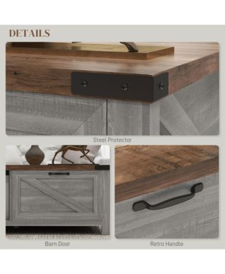 Farmhouse Table with Storage and Drawer, Distressed