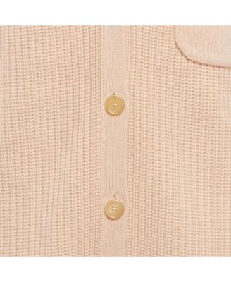 Women's Pastel Pink Cashmere Knit Button Front Cardigan