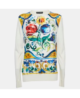 Women's Multicolor/off-White Printed Silk Long Sleeve Top