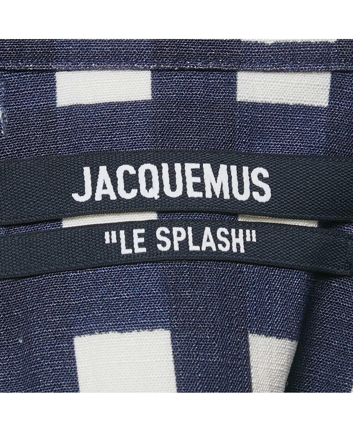 Pre-Owned Jacquemus Women's Navy Blue/white Checkered Silk Blend & Jersey Crop Top & Skirt Set