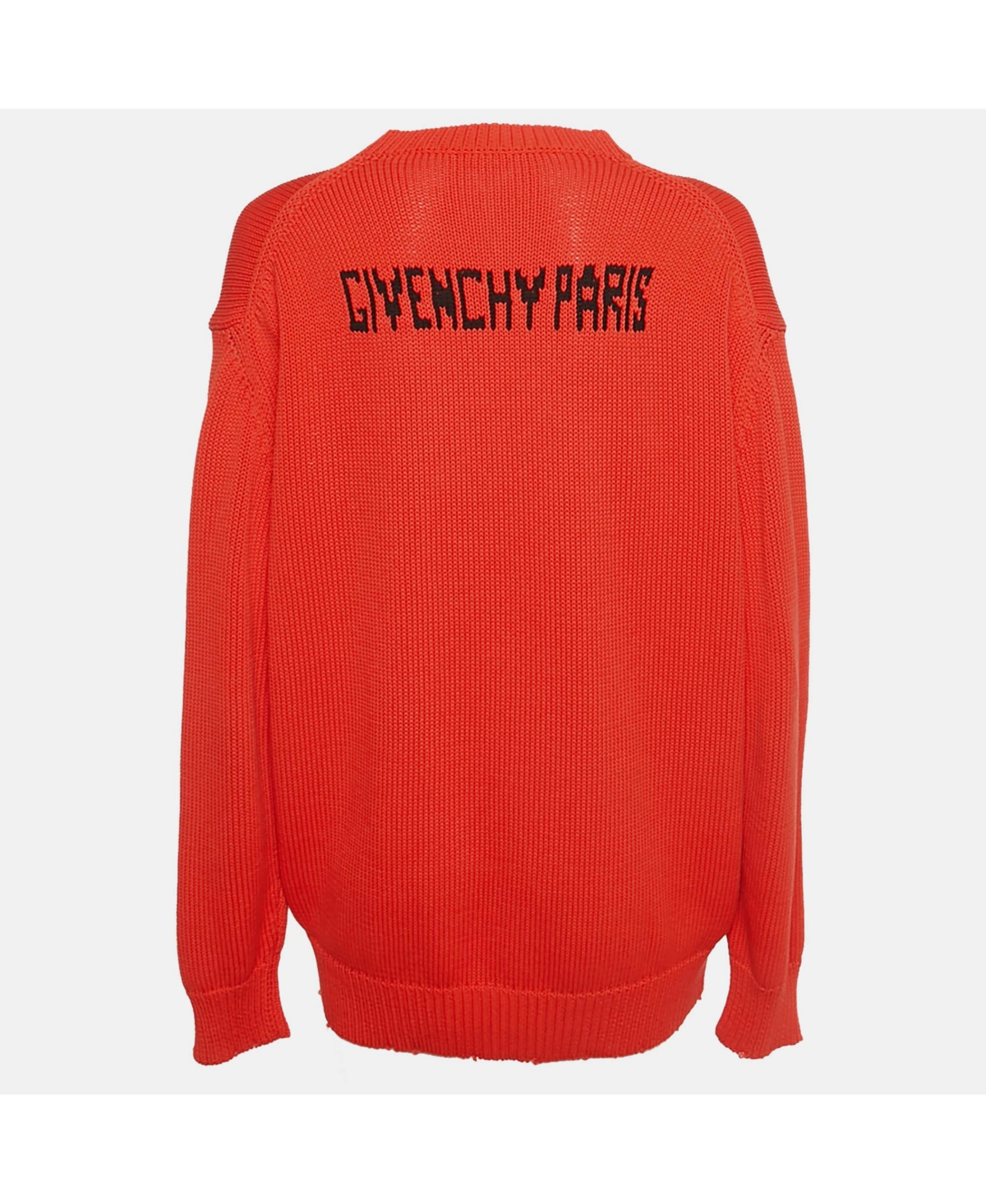 Pre-Owned Givenchy Women's Red Logo Intarsia Rin Knit Oversized Sweater