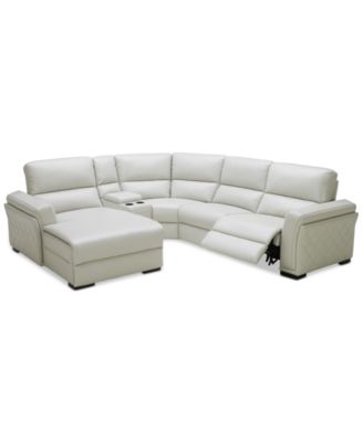 Furniture - Jessi 5-Pc. Power Leather Sectional with Chaise