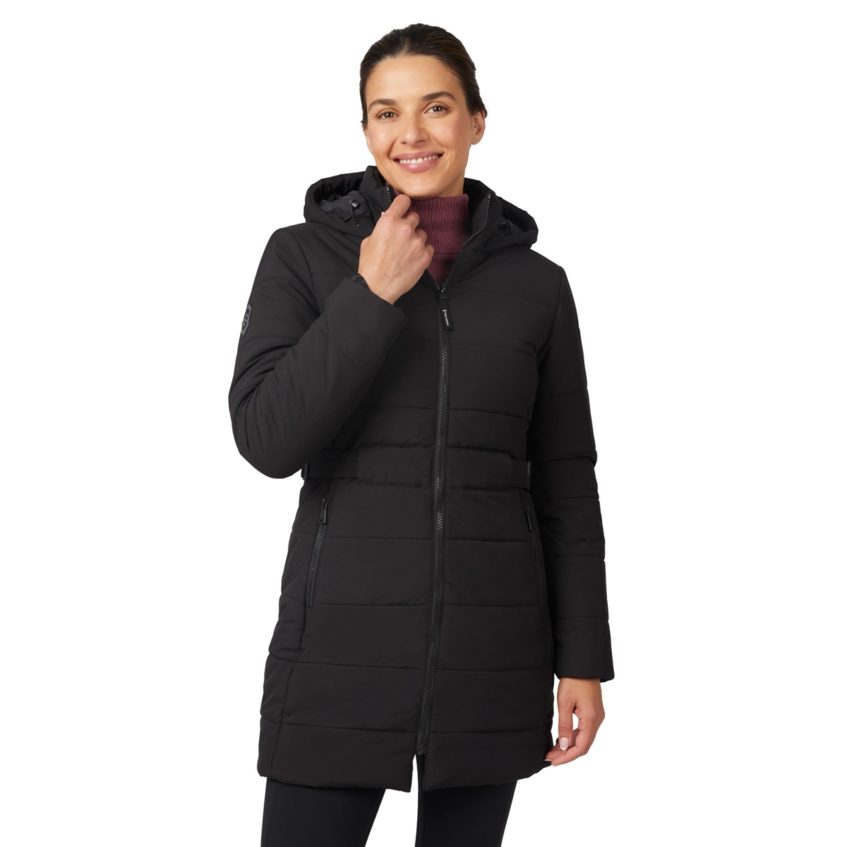 Free Country Women's Cirrus Quilted Puffer Hooded Jacket - Black