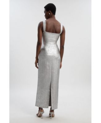 Women's Metallic Strappy Knit Maxi Dress